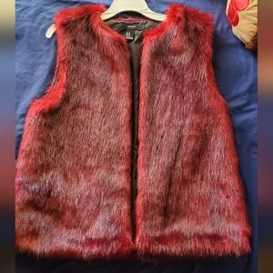 DONATING MAY 3! Burgundy fur vest